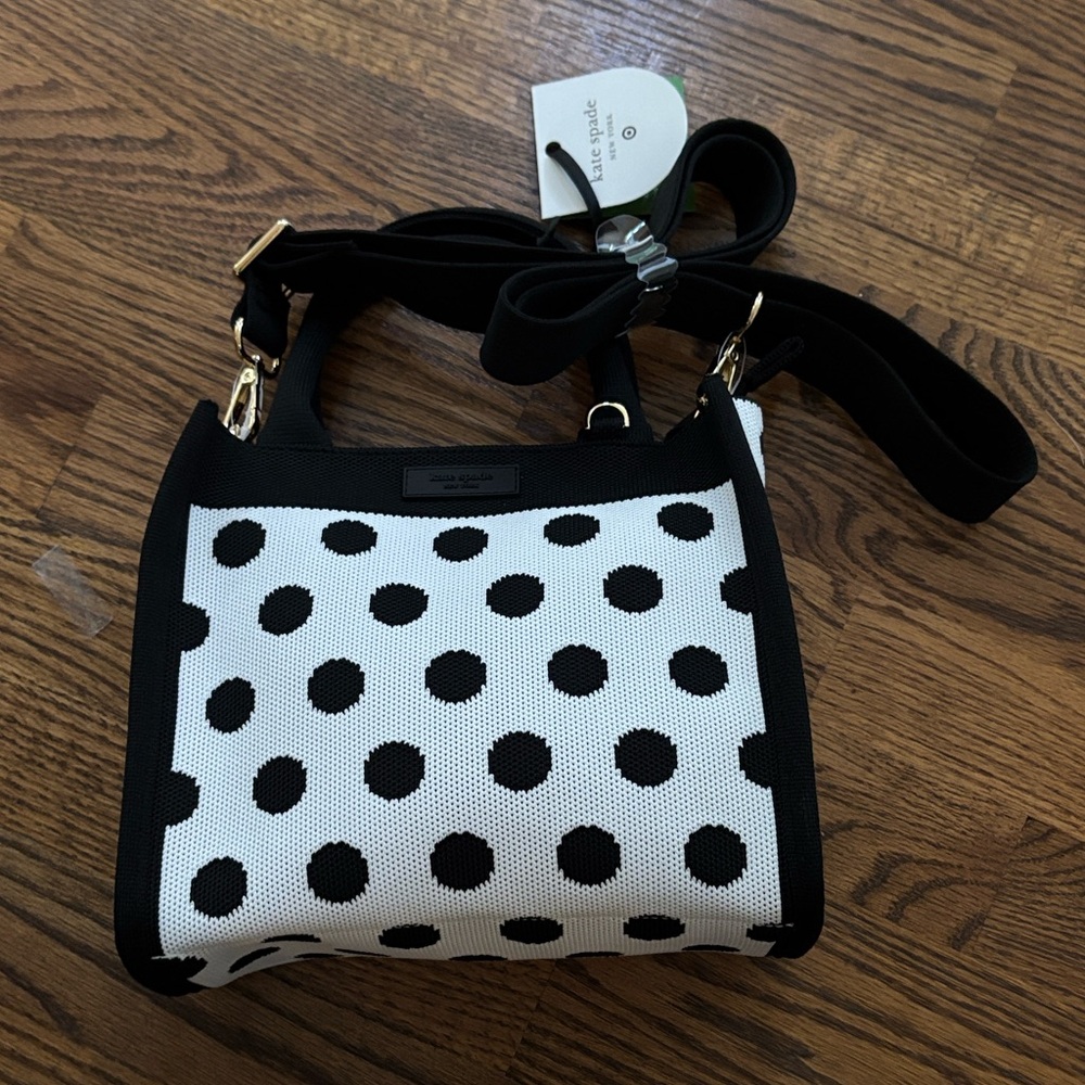 Kate Spade Black & White Polka Dot Top Handle Tote (removable crossbody strap)